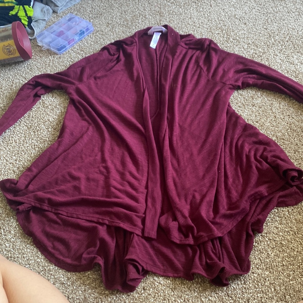 Red cardigan